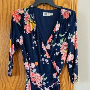 Eliza J Floral Belted Midi Dress Size 12